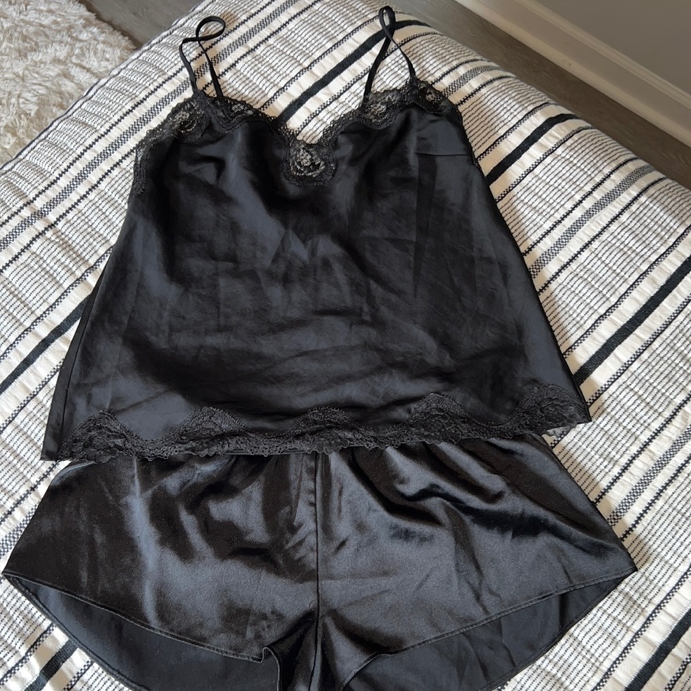 Victoria’s Secret black satin pajama short and tank set